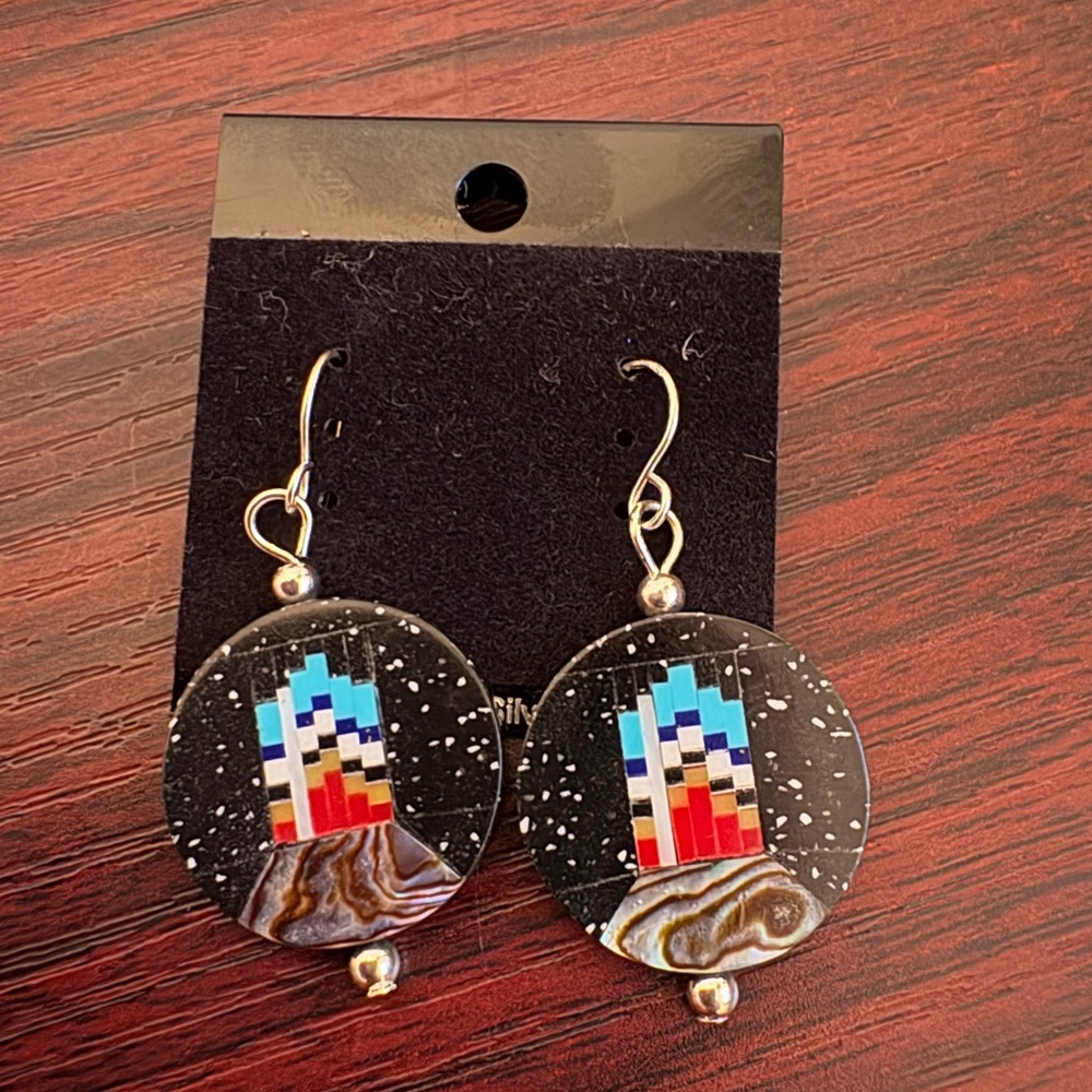 Colorful Geometric Inlay Earrings